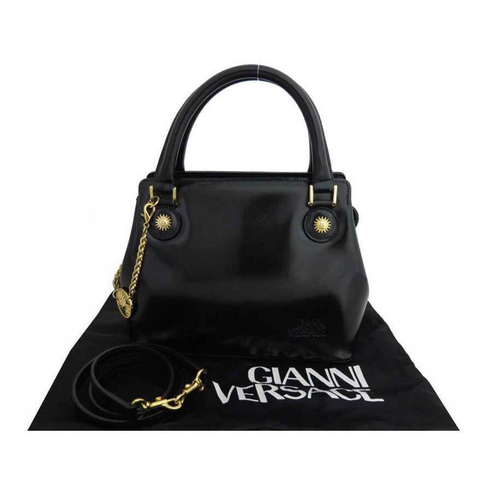 Gianni Versace bag black leather handbag shoulder